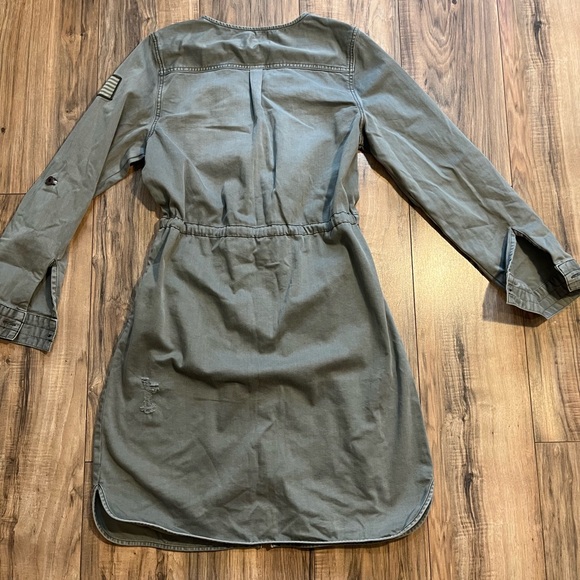 RED JEANS NYC Premium Vintage Clothing Roll Tab Sleeve Military Utility Dress L - Picture 3 of 16